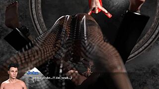 سيدة قاسية تستمتع بسيطرة على عبد مربوط بتلعيق شرجي brutal ومضاجعة يدوية في ثلاثي الأبعاد