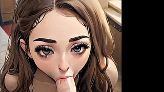 Denne ASMR blowjob-loopen har en sexy ung 18+ anime-jente som suger på en monster-kuk i 3D hentai-stil