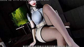 المضيفة وانغ جينغ في رسوم متحركة 3دي