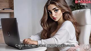 米娅和帕皮 - 色老爷爷驯服处女18岁少女！