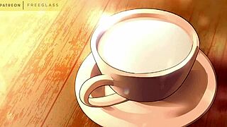 哺乳期女人将奶喷入咖啡杯的变态动画