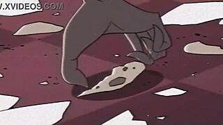 호기심 많은 침입자가 퍼리 애니메이션에서 싸움 액션 일으켜