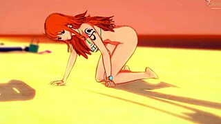 海贼王娜美超级饥渴，要求撕掉紧身牛仔裤后入式