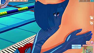 ฉันชอบสไลม์เกิร์ลในเฮนไต 3D ที่สระน้ำ