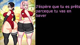 Hentai JOI Sarada et Sakura futanari jeu anal