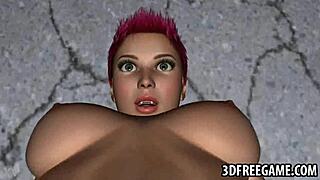 3Dレッドヘッドレズビアン美女が濡れたマンコをクンニリングスで舐められる