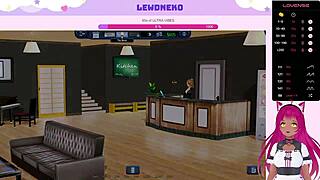 åh ja, vtuber lewdneko spelar harem hotel del 21 med elforgasm och stora pattar dildoförnöjelse