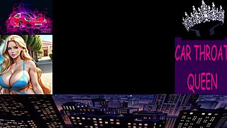 车里喉咙动作，金发美女在hentai中深喉吸吮