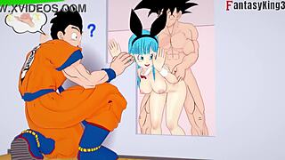 היי, תראו בולמה מזיינת גוקו בזמן שגוהאן ואנדרואיד 18 צופים בהנטאי דרגון בול פרומו 😏