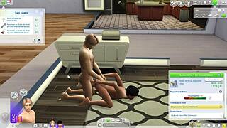 模拟人生游戏展开，朋友们沉浸在热辣吸吮场景。深夜游戏变得狂野。